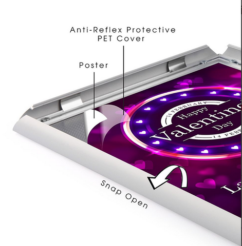 8.5×11 Snap Poster Frame – 1 inch Silver Mitered Profile