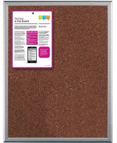 18″w x 24″h Cork Bulletin Board Silver Aluminum Frame