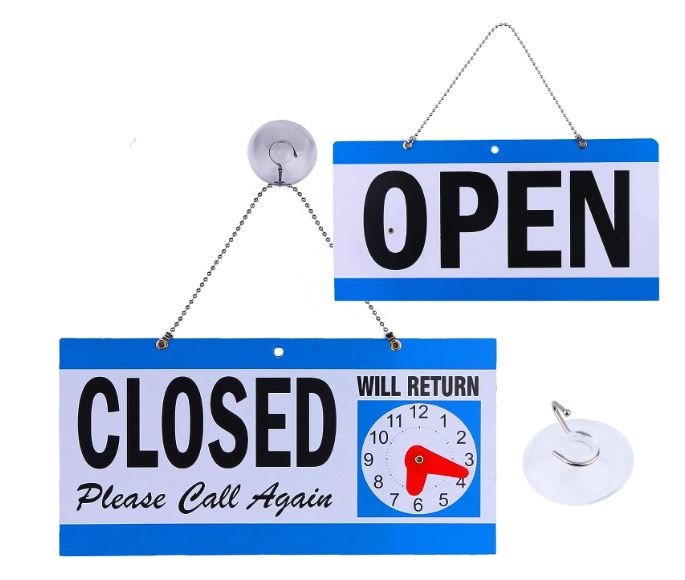 Business Hour Open Closed Sign with Suction Cups | South Central Supply LLC