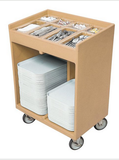 Cambro TC1418157 Coffee Beige Tray and Silverware Cart with Protective Vinyl Cover