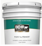 BEHR Premium Plus 5 gal. Ultra Pure White Semi-Gloss Enamel Low Odor Interior Paint and Primer in One