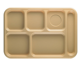 Cambro 10146CW133 Camwear 10" x 14 1/2" Beige 6 Compartment Serving Tray - 24/Case