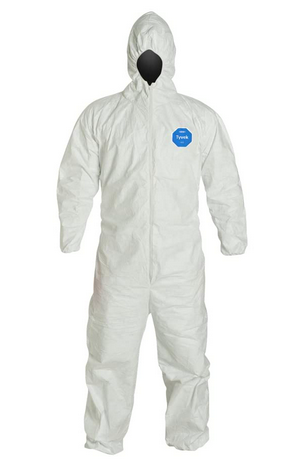 DuPont Tyvek 400  Disposable Protective Coverall with Respirator-Fit Hood and Elastic Cuff, White, 6-Pack #TY127S