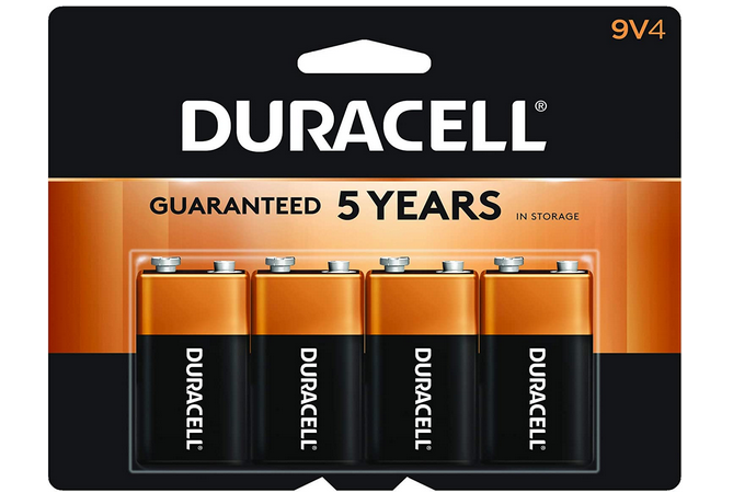 9V Alkaline Batteries, 4 Pack