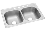 Drop-In Stainless Steel 33 in. 4-Hole Double Bowl Kitchen Sink #755731