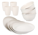 12pcs Wheat Straw Dinnerware Set-Reusable, Dishwasher Safe, Bowls, Cups, Plates