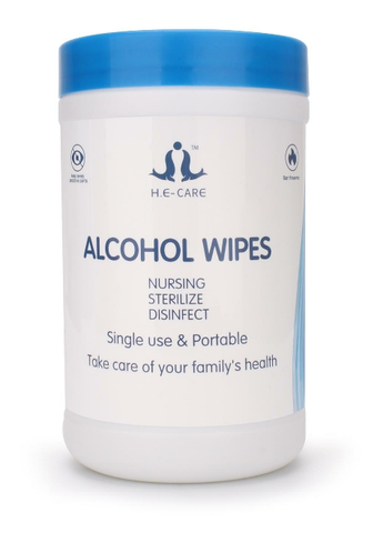 H.E Care, 75% Alcohol Wipes, 100 Ct (Pack of 4)